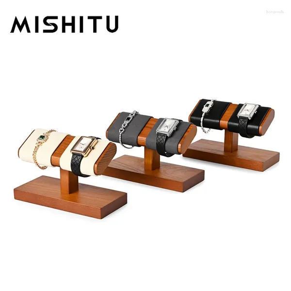 Ganchos mishitu relógio exibir suporte de jóias em forma de t para pulseira suportes de pulseira de rack de pulso duplo