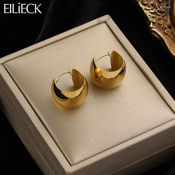 Серьги обруча eiLieck 316L из нержавеющей стали золотой цвет полой мяч для женщин Летняя вечеринка Водонепроницаемые модные ушные украшения подарки