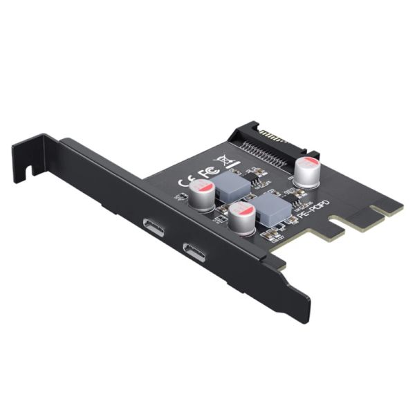 Cartões PCIE para o adaptador Tipo C 2Port PCI para Express PD 20W Cartão de expansão de carregamento de carregamento PCIE USB PCIE addon Cards R