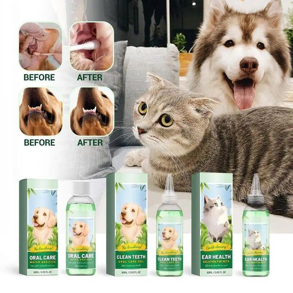 Abbigliamento per cani da 60 ml additivo d'acqua per cani denti denti collutore agente auricolare colorare la soluzione di pulizia degli animali domestici spray