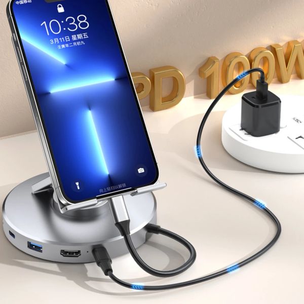Hubs 6/10 in 1 Multi USB C Hub con 360 supporto rotante hdmicompatibile 4K 60Hz PD100W USB 10GBPS Dock Dock Typec Station per tablet iPad