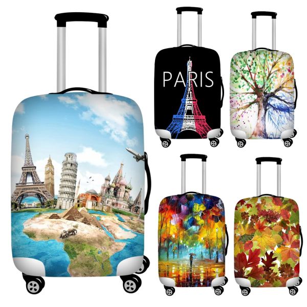 Accessoires Neue Stretch Paris Print Travel Gepäckabdeckung entfernbarer Kofferabdeckung für 18''32 '' Kofferraum Hülle Travel Accessoires Staubabdeckung