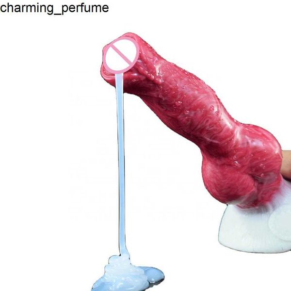 Mais vendido líquido silicone gozho vibrador com forte sucção brinquedos sexuais brinquedos de cachorro animal esguichando para mulheres
