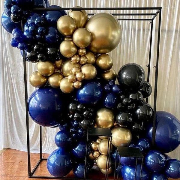 Decoração de festa 125pcs fosco azul azul feliz casamento de casamento background chuveiro bebê chá de férias preto kit de arco de guirlanda