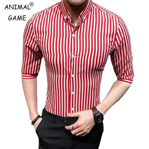 Erkekler için Gömlek Koreli İnce Fit Yarım Kollu Gömlek Erkekler Günlük Artı İş Boyutu Boyut Formal Gevşek Giyim Kimya Homme 5xl 240418