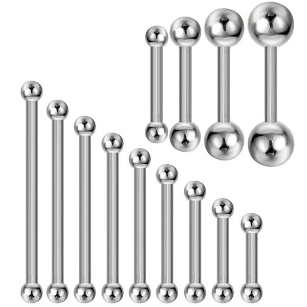 5pcs Paslanmaz Çelik Dil Piercing 14g Endüstriyel Barbell Meme Barı 3456mm Top Punk Seksi Vücut Takı Kaya Stili 240409