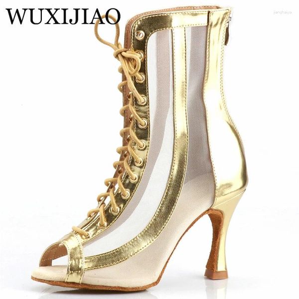Tanzschuhe Wuxijiao High Stiefel Latin Ladies Heels Silber Gold Schwarz Drei-Farben bequeme Salsa Party Sandalen