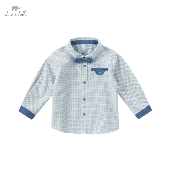 T-shirt Dave Bella Spring Autumn Autumn Long Boys Shirts Baby Kids Abbigliamento Cotone Tops Gentleman Style Style for Children DB3222623