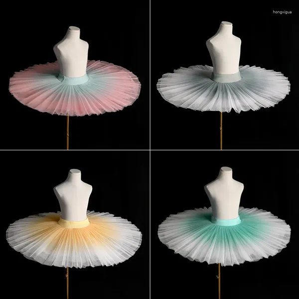 Bühne Wear Girls Ballet Tutu Skrits Teen Kid Swan Lake Performance 5 Schichten Tanzpraxis Rock -Gradientenkleid