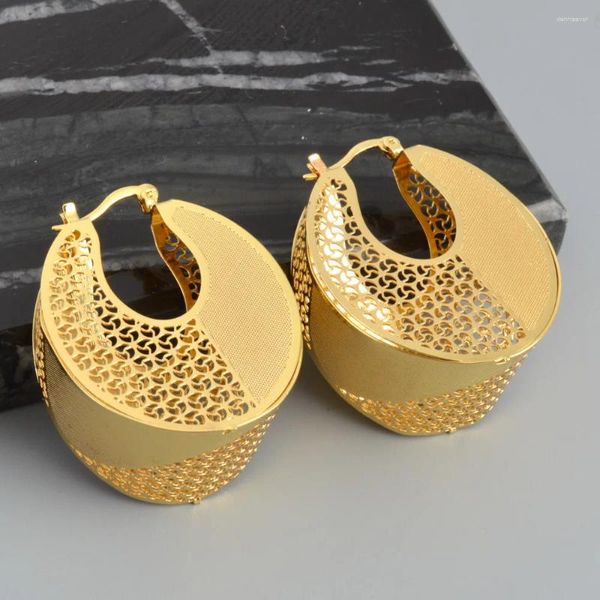 Серьги -герметики Dubai Hollow Out Cunky Big Drop 18K Золотые медные пряжки для ушей для африканских свадебных подарков