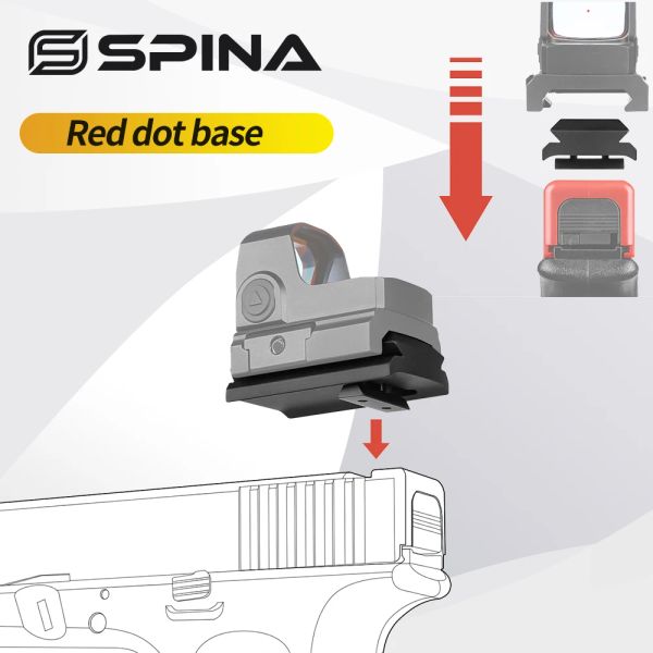 Escopos espinha tática de ponto de mira de ponto tático Glock Mount Mount 20mm Picatinny Rail Red Dot Pistol Base para caçar