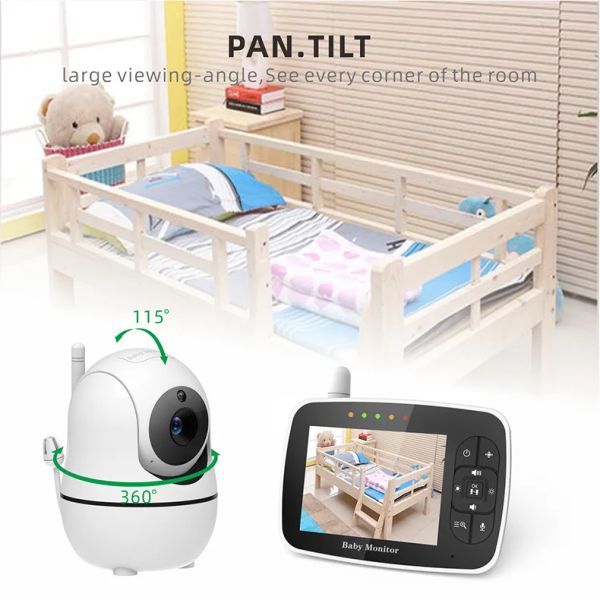 Monitore Babyphone mit Fernkieffchen -Zoomkamera 3,5 Zoll großer Bildschirm, Nachtsicht, Anruf, Raumtemperatur, Schlaflied SM935e