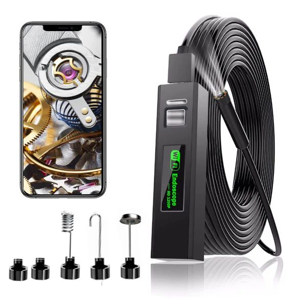 Telecamere wireless endoscopio wifi borescope telecamera da ispezione 1200p hd ip68 telecamera serpente impermeabile con 8 LED per tablet iOS Android