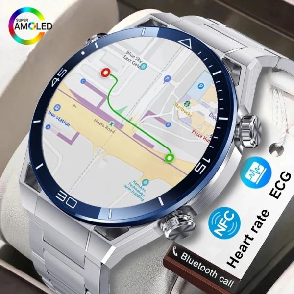 Смотрите 2023 NFC ECG+PPG Bluetooth Call SmartWatch Compass Tracker Motion Bracelet Fitness для Android Watches Ultimate Smart Watch Men Men