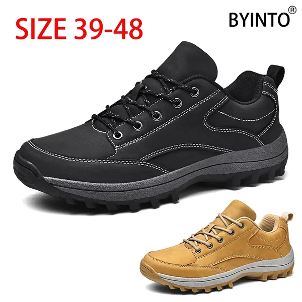 Фитнес-обувь Большой размер 39-48 прочные мужские спортивные водонепроницаемые кожаные походные черные коричневые рабочие ботинки стильные мужские кроссовки теннис