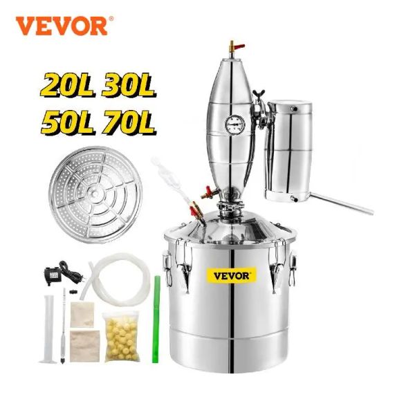 Machines Vevor Alcohol Distiller Aparelho de luar ainda 20L 30L 50L 70L Beer Brewing Equipment Diy Wine Dispenser Kit Home Appliance