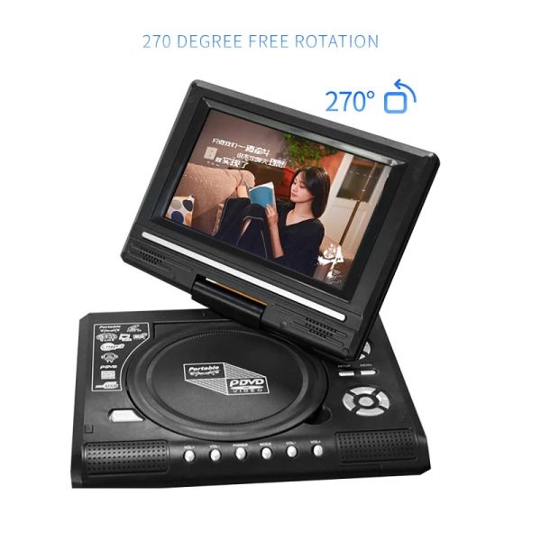 Control Mini DVD Player Player 7,8 polegadas Desktop Digital TV Smart CD EVD Disc Players Control remoto Travel portátil 270 ° Tela rotativa