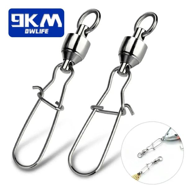 Accessori 20 ~ 100 pezzi da pesca a palla cuscinetto Swivels DUOLOCK Connettore di pesca in acciaio inossidabile Snivi di pesca a botte di gru.