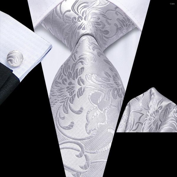 Bow Blecken Hi-Tie Designer Silber Blumengeschenk Elegante Krawatte für Männer Modemarke Hochzeitsfeier Krawatte Handy Manschettenknöpfe Großhandel Großhandel Geschäfte