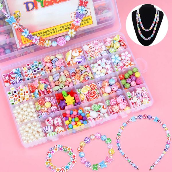 Strands Girls Fai -te Set di perline Kit per la produzione di perle per bambini per perle per perle per perle per anelli di bracciali Collane Kit creatività