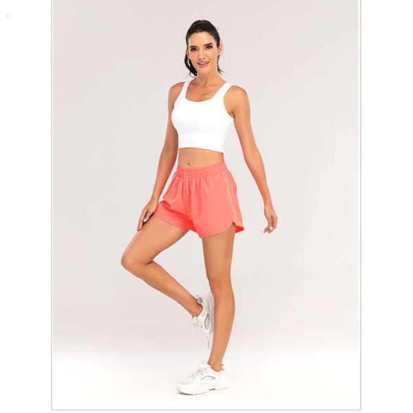 Yoga Fitnessstudio Lu Lu heiße Frauen Shorts heiße High -Tailled -Athletik mit Liner und Reißverschlusspockt lose Training sexy heiße Shorts für atmungsaktive Sommer -Hochqualiten 278 296