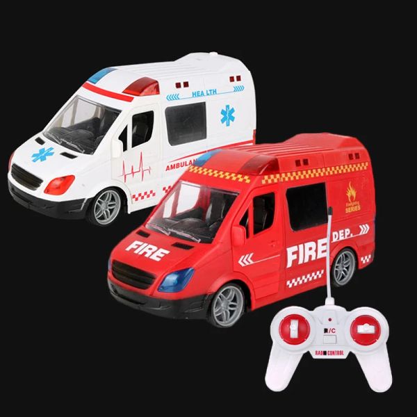 Carro 1: 20 4CH RC Ambulance Toy Car City Simulation Light Music Fire Truck Rescue Model Gream para crianças