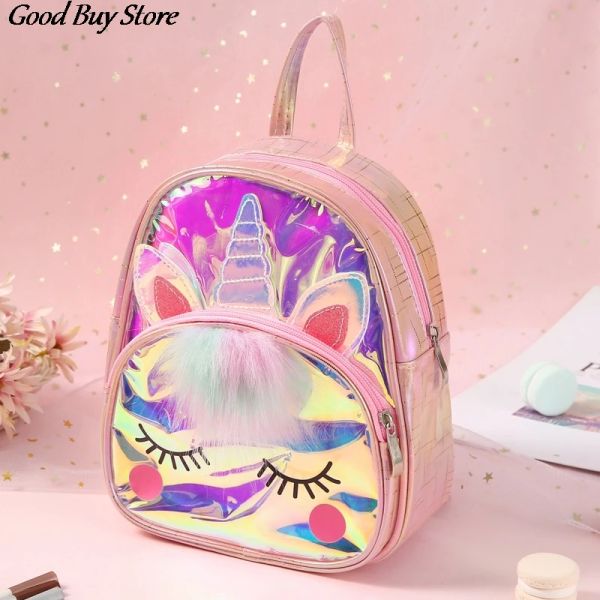 Bolsas de bolsas de PVC a laser de PVC de PVC Crianças Crianças Unicorn Jelly Backpack Backpack fofo Mochilas adoráveis mochilas de animais Mini Cartoon Burse