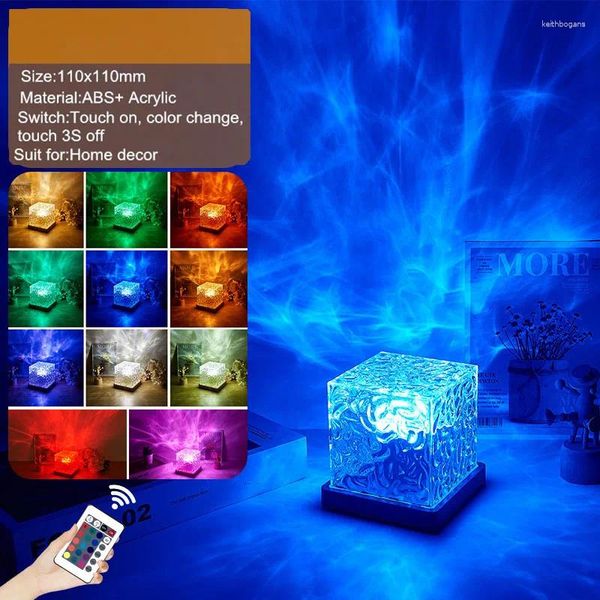 Настольные лампы влиятельны RGB Динамическое управление динамической ротационной водой домашняя спальня спальня гостиная лампа декор