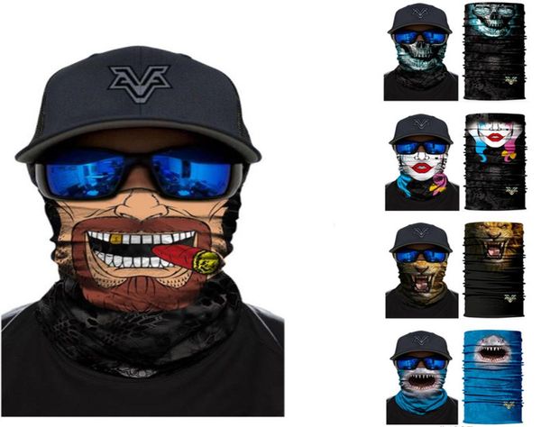 Lenço de proteção UV Homens homens máscaras de pesca de ciclismo Bandanas peco gaver 3d Skull Animal Wolf Face escudo Balaclava8398713