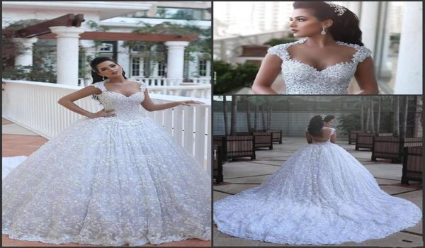 2017 Novo vestido de bola de design vestido de noiva vestidos de renda sweetheart apliques espartilho traseiro de trem de casamento vestidos de noiva