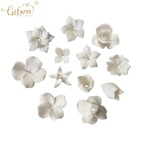 Componenti 50pcs Materiale fiore in ceramica fatti a mano Accessori per capelli floreali in porcellana per gioielli fai -da -te Fare parti