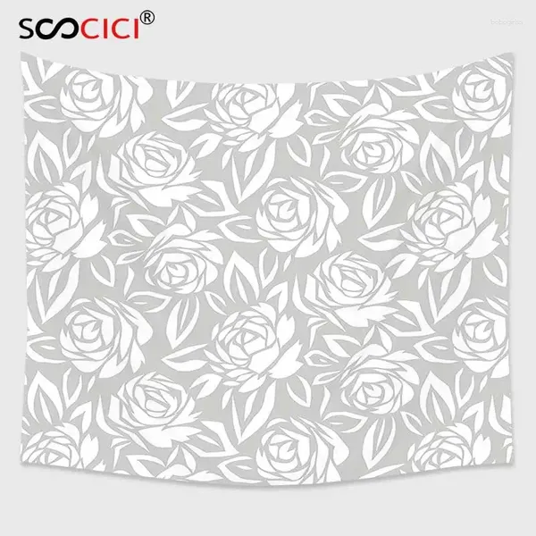 Гобетристы Cutom Capestry Wall Wanging Grey Decor Collection Rose Floral Old Fashion Мотивы в современном графическом принте украшены ретро