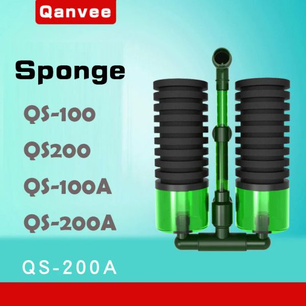 Acessórios Qanvee QS200 Filtro de esponja de água Mídia aquária Tanque de peixes Camarão Planta Bomba de oxigênio Acessórios de espuma Equipamento de pesca de espuma Filtro