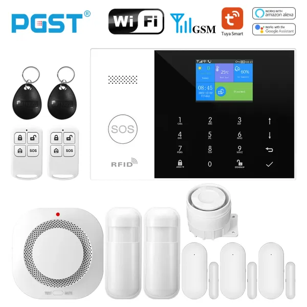 Steuerelose WiFi GSM Home Home Burnglar Security Alarm System SMS Tuya Smart Life App Control mit 2,4 -Zoll -Bildschirm Alarmkits