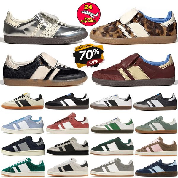 Sambaba Basketball Designer Wales Bonner Platform Scarpe casual uomini Donne allenatore di sneaker interne in pelle bassa in pelle marrone oro gum golf golf golf