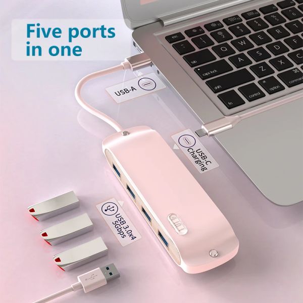 Hubs 5 in 1 USB Hub 3.0 Dockingstation Splitter PD HDMI Typ C Extensor USB Dock -Konzentrator 4K HD für Xiaomi Lenovo MacBook