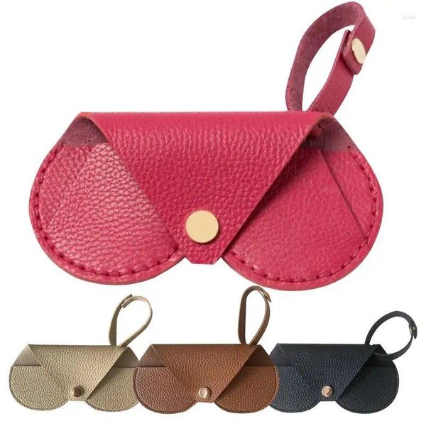 Bolsas de armazenamento Pu Leather Sunglasses Case With Snap Button Travel Bag macio macio de óculos leves homens e mulheres