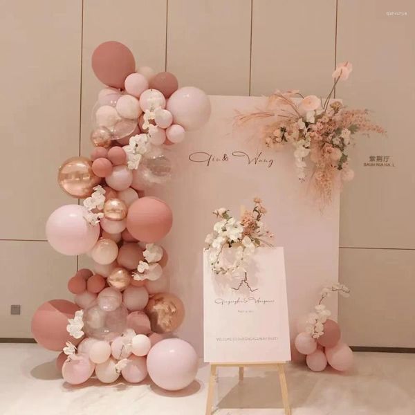 Decorazione per feste Macaron Retro Red Rose Gold 4d Ball Pink Balloon Birthday Decor Doccia per bambini