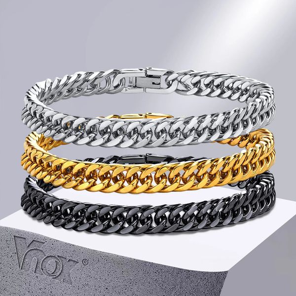 VNOX Mens aço inoxidável 8mm Link Chain Miami Cuban Bracelets for Male Boys Gifts Jóias Length 19cm215cm 240410