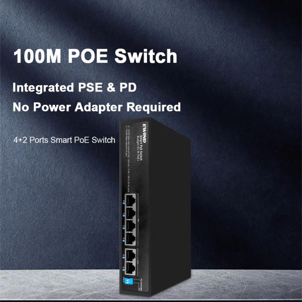 Управление 10/100 Мбит/с переключателя POE 6/10 Ports Ethernet Fast Switch с 2 100 млн. Портов RJ45 Smart Switch для IP -камеры/Ap беспроводной.