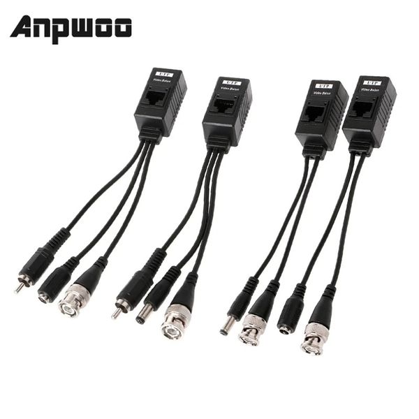 Anpwoo 1 Paar BNC zu RJ45 Passiv Video Power + Audio Balun Transceiver für CCTV -Kamera Passiv 2 in 1 oder 3 in 1 Optional