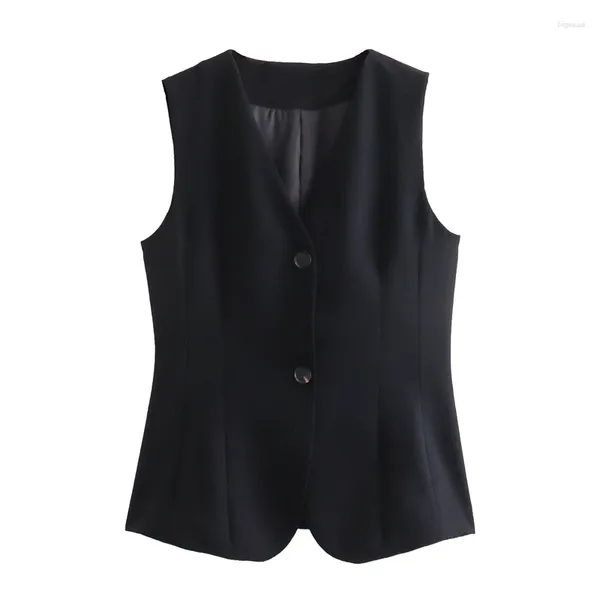 Gilet da donna giubbotto 2024 welfcoat al seno estivo di moda per donne donne chic casual top nero