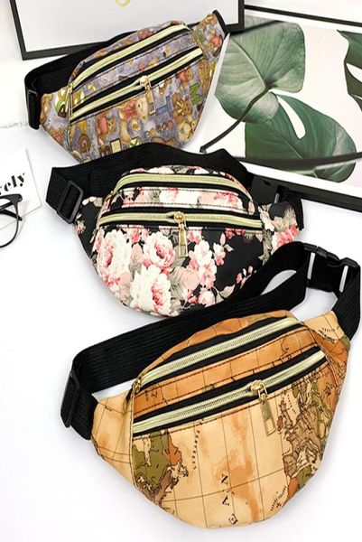 Suya Dayanıklı Moda Kadın Baskılı Fanny Pack Bel Pouch Serseri Torbası Seyahat Para Torbası Kalça Çantası 3920515