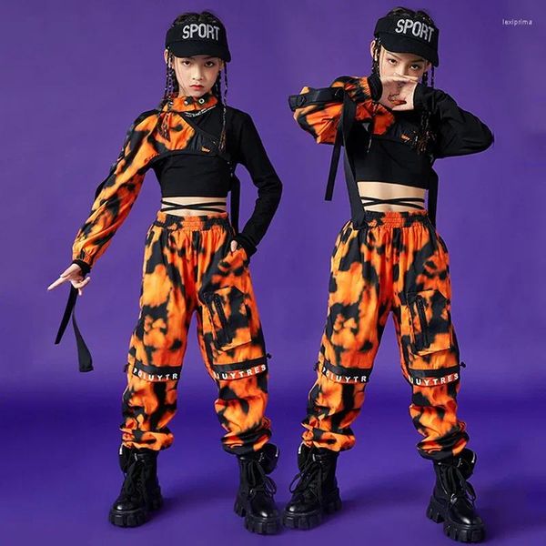 Base Wear Kids Jazz hip-hop Dance Performance Costume Maniche mimetizzate pantaloni da ragazze con rave moderni BL7440