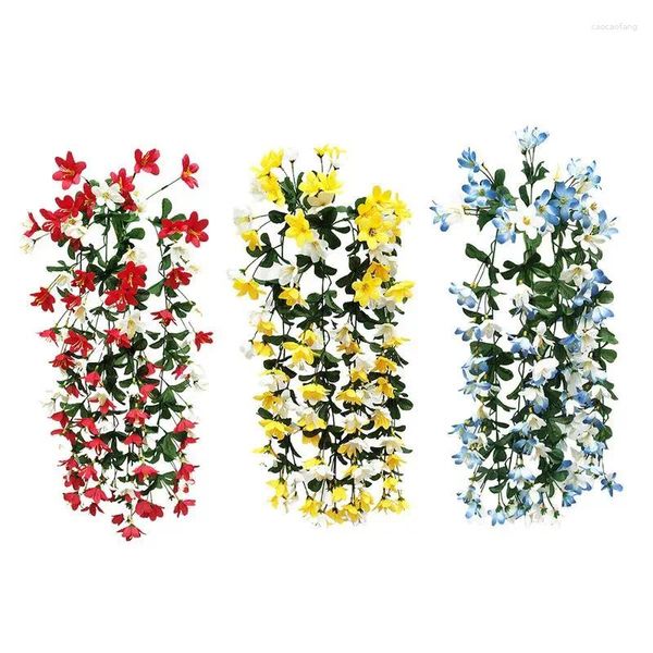 Dekoratif çiçekler yapay çiçek rattan sahte bitki asma dekorasyon duvar asılı zambak ev aksesuarları düğün çelenk