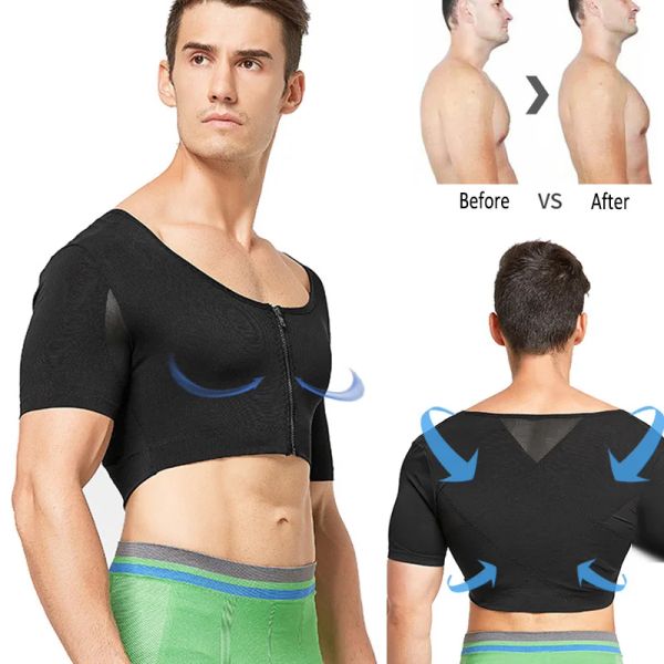 Calzini da uomo tops shapewear shapers body maniche corte gynecomastia camicie a compressione nascondere uomo moobs moobs raccoglitore binder shaper crop top