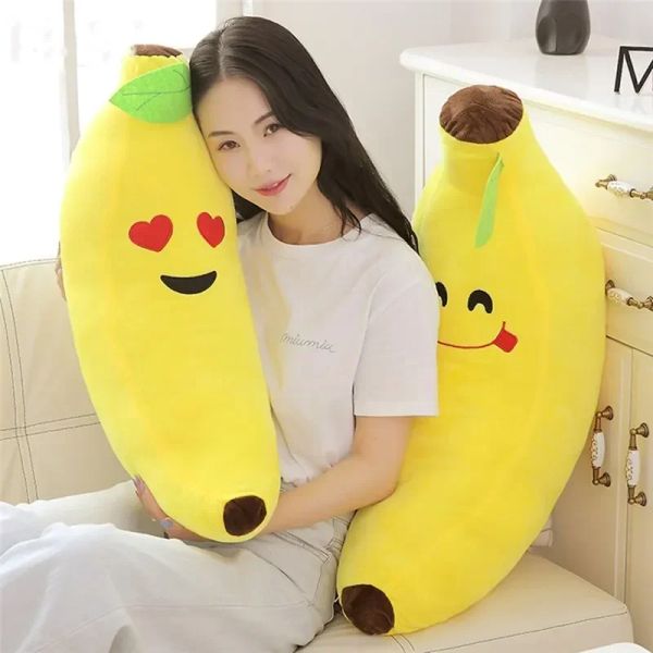 Animais Kawaii Banana Plush Toy Food Amarelo Banana recheada Plantas de pelúcia Toys Banana Almofadas para cama de cama em casa Presentes de aniversário