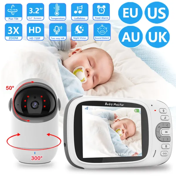 Monitora il monitor per bambini con durata della batteria lunga 3,2 pollici Video Baby Monitor con fotocamera e audio 3X Digital Zoom Night Vision Monitoring