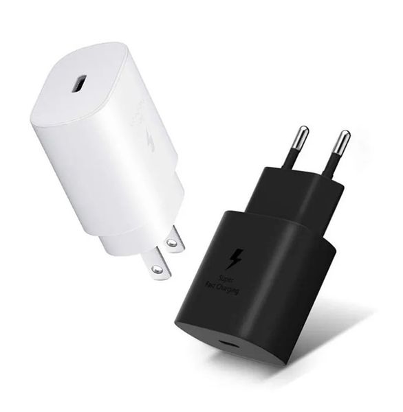 Samsung 25w US Plug Charger Adattatore Super Fast Charge Adattatore Dual USB Tipo C Cavo per Galaxy S24 S23 S22 21 Ultra S21 S20 Nota 20 10 Plus Accessori Caricatore di alimentazione a parete