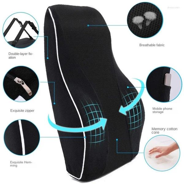 Pillow Memory Foam Car Seat Non Slip for Office and Gaming Chairs - suporta a cintura lombar suave confortável